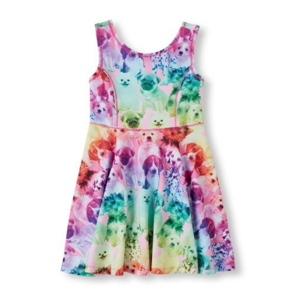 Girls Childrens Blue Galaxy Sharks Dogs Puppies Maths Emoji Skater Dress 5-10 Girls Childrens Blue Galaxy Sharks Dogs Puppies Maths Emoji Skater Dress 5-10